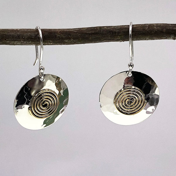 hammered sterling silver spiral earrings