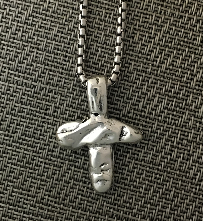TONYS JEWELRY CO Sterling Silver 14x6mm Fish Pendant with Cross