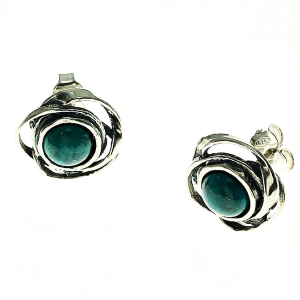 turquoise stud earrings in sterling silver by Tamir Zuman