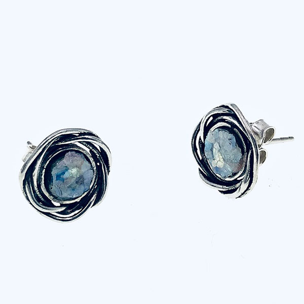roman glass stud earrings