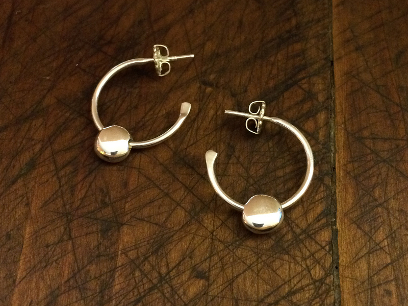 Hoop & disk sterling earrings
