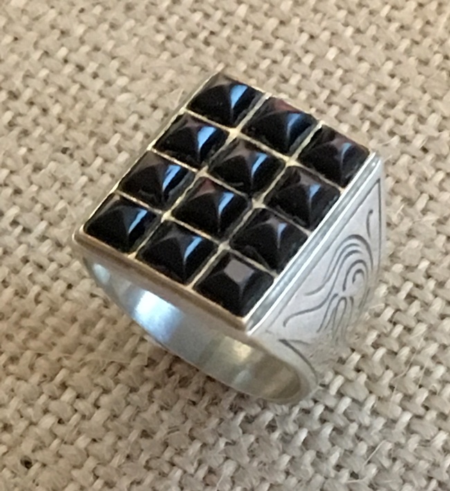 black mother of pearl ring by Gerochristo