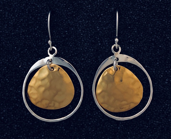 shield within a hoop sterling earrings w/ gold plate