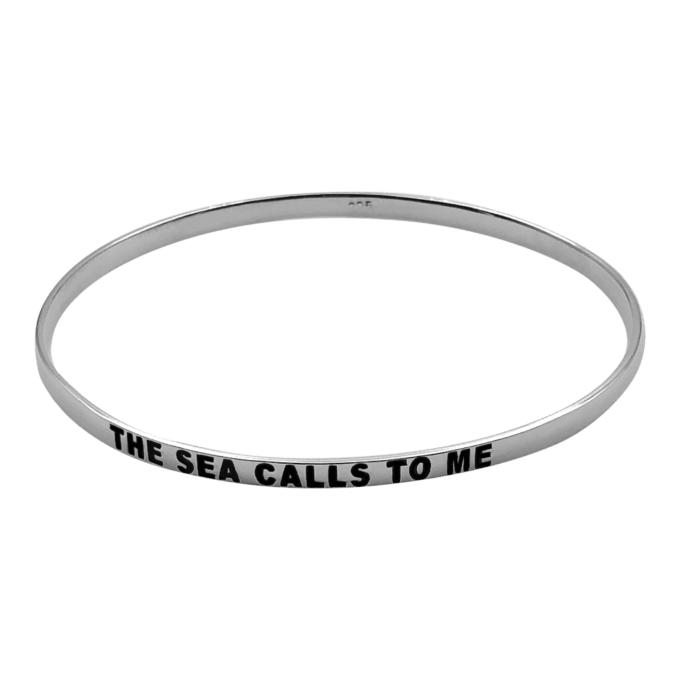 The sea calls to me sterling silver bangle by seabangles