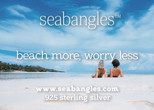 beach more worry less, two women oin beach scene by seabangles