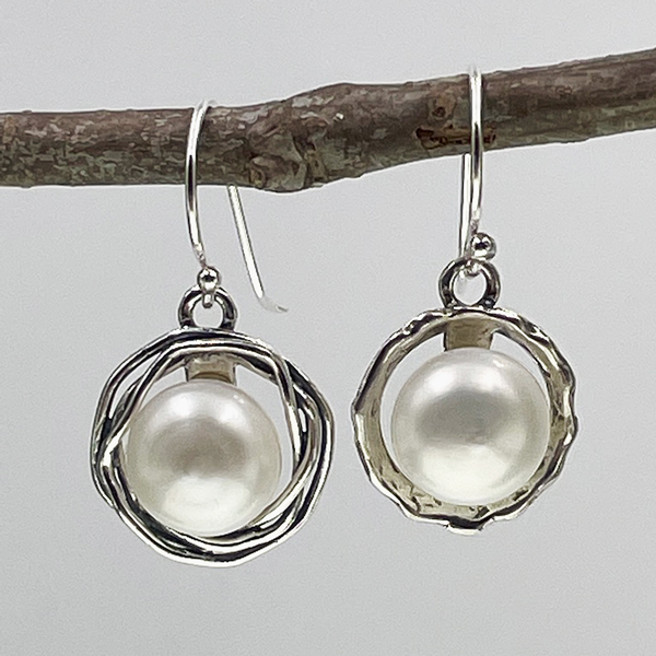 pearls on french wire earrings