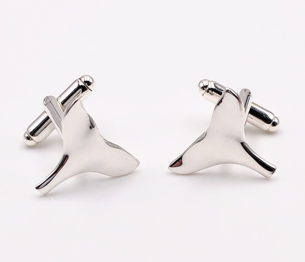 sterling silver whale tail cuff links