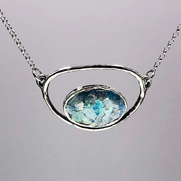 roman glass oval necklace